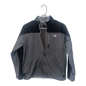 North Face Boys Gray/Black Soft Shell Fleece Lined Jacket, Large 14/16